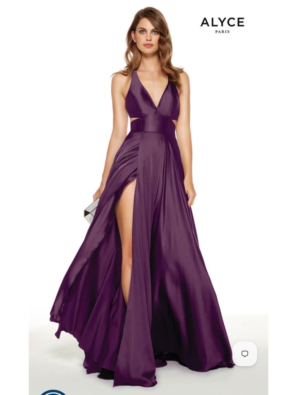 Alyce Paris Purple Satin Open Back Prom Gown Long Formal Dress Size 2